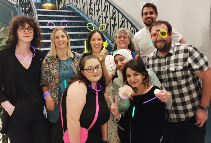 A lab group in fancy dress