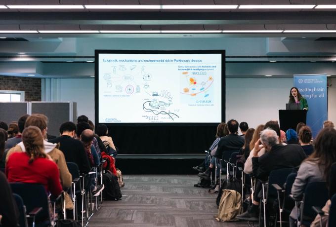 Dr Sarah Marzi presenting her research in a parallel session