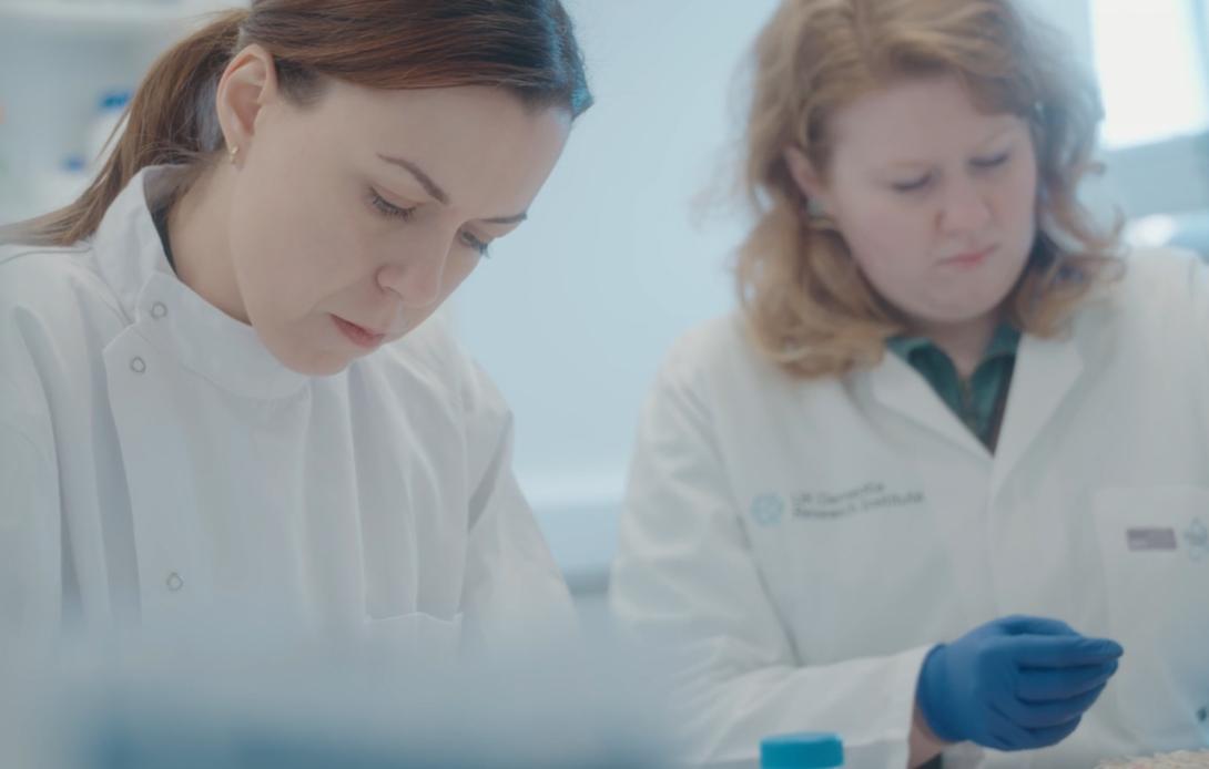 Two researchers in the lab